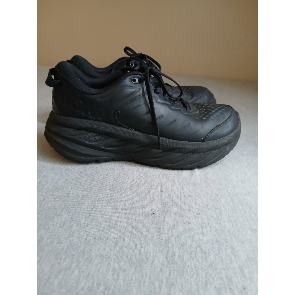 Hoka Sneakers Womens 9 Bondi SR Leather Black Lace Up Casual Comfort Everyday